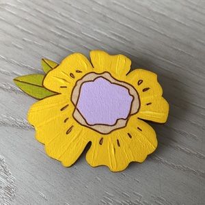 ETSY Hand painted Wooden Flower Brooch from Artisan
